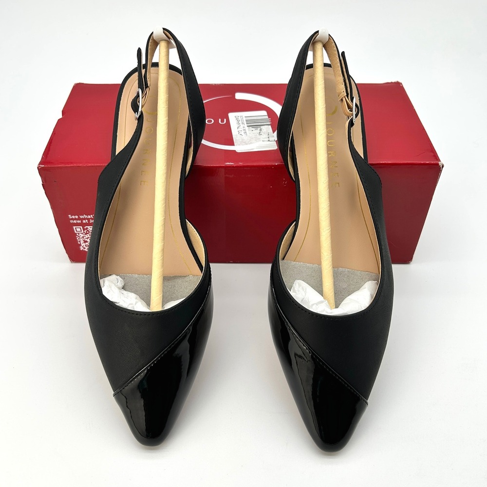 Slingback Flats Journee Collection Daphnne Womens Size 7 Black Vegan Leather NEW - Picture 3 of 7